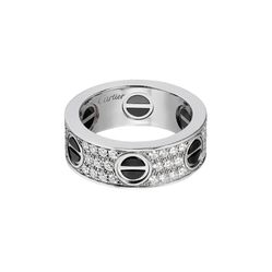 Nhẫn Nam Cartier Love Ring Diamond-Paved Ceramic B4207600 Màu Vàng Trắng (Chế Tác)