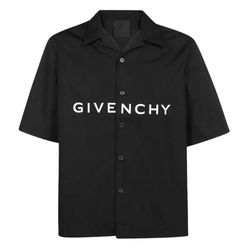 Áo Sơ Mi Cộc Tay Nam Givenchy Black With Logo Printed BM60T51YC8 001 Màu Đen