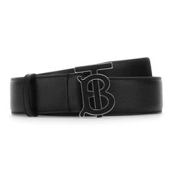 Thắt Lưng Nam Burberry Belt Leather With Logo TB Black 8065975 A1189 Màu Đen