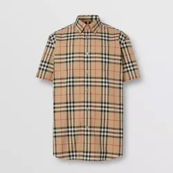 Áo Sơ Mi Burberry Short-sleeve Check Cotton Poplin Shirt Size XS