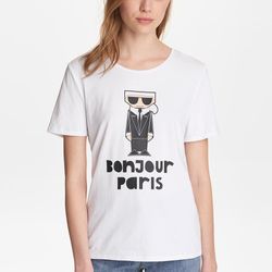 Áo Phông Karl Lagerfeld Bonjour Paris Doll Tee Màu Trắng