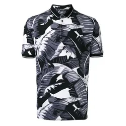 Áo Polo Nam Dolce & Gabbana D&G Palm Leaf Print Polo Shirt Màu Đen Xám