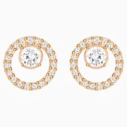 Khuyên Tai Nữ Swarovski Creativity Circle Pierced Earrings White Rose-Gold Tone Plated 5199827 Màu Vàng Hồng