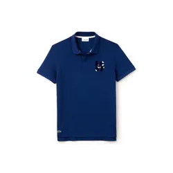 Áo Lacoste Men's Regular Fit LCST Lettering Petit Piqué Polo Shirt Màu Xanh Size XS