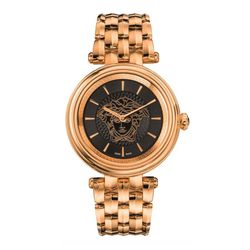 Đồng Hồ Nữ Versace Women's Khai Black Dial Gold IP Stainless Steel Wristwatch VQE050015 38mm Màu Vàng Hồng