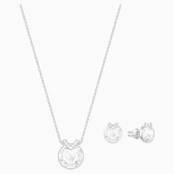 Set Dây Chuyền Và Khuyên Tai Nữ Swarovski Bella V White Rhodium Plated 5528937 Màu Bạc