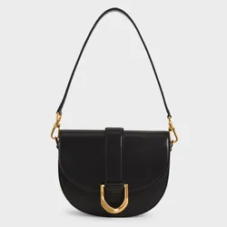 Túi Xách Nữ Charles & Keith CNK Gabine Saddle Bag 80781412 Black Màu Đen Size 23