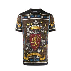 Áo Thun Nam Dolce & Gabbana D&G  DG King printed T-shirt Màu Nâu Size 44