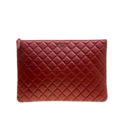 Túi Cầm Tay Chanel Red Quilted Leather O-Case Clutch Bag Màu Đỏ