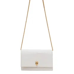 Túi Xách Alexander Mcqueen White Croc Mini Skull Bag Màu Trắng