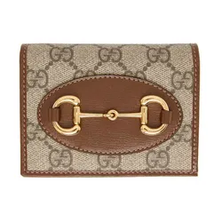 Ví Nữ Gucci Beige & Brown GG Gucci 1955 Horsebit Card Holder Wallet Màu Nâu