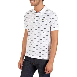 Áo Polo Lacoste Men's Live Slim Fit All Over Print Cotton Mini Pique Polo PH9074 51 AU8 Màu Trắng Size XS