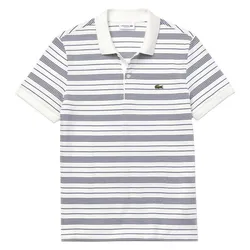 Áo Phông Lacoste Regular Fit Striped Cotton Piqué Polo Shirt Màu Trắng Kẻ Size 3