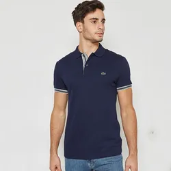Áo Phông Lacoste Ribbed Polo Màu Xanh Đen