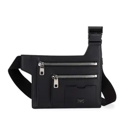 Túi Nam Dolce & Gabbana D&G Men's Flat 2-Pocket Leather Belt Bag Màu Đen