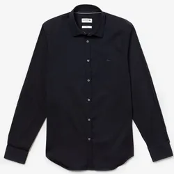 Áo Sơ Mi Dài Tay Lacoste Long Sleeve Slim Fit Stretch Cotton Poplin Shirt Màu Xanh Navy Đậm Size 38