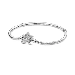 Vòng Đeo Tay Chuỗi Rắn Pandora Moments Asymmetric Star Clasp 599639C01 Size 18