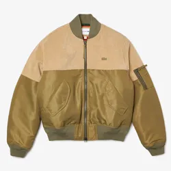 Áo Bomber Lacoste Men’s Bimaterial Quilted Zip Bomber Jacket Màu Nâu Size 46
