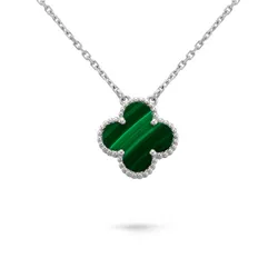 Dây Chuyền Jewery Luxury Alhambra Necklace Vàng Trắng Size 15mm