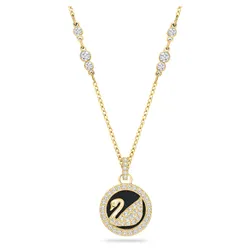 Dây Chuyền Swarovski Leather Swan Pendant Swan Gold-Tone Plated 5374919 Màu Vàng Mặt Đen C_HB