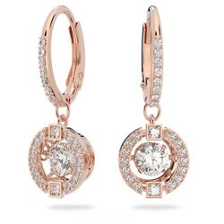 Khuyên Tai Swarovski Sparkling Rose Gold Tone Czech White Crystal Earrings 5504753 Màu Vàng Hồng