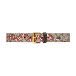 Thắt Lưng Gucci  Men's Natural Kingsnake Print Gg Supreme Canvas Belt Size 95