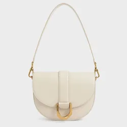 Túi Đeo Vai Nữ Charles & Keith CNK Gabine Saddle Bag 80781610-1 Màu Trắng Kem