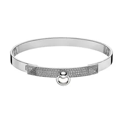 Vòng Đeo Tay Hermès Collier De Chien Đính 130 Kim Cương Vàng Trắng