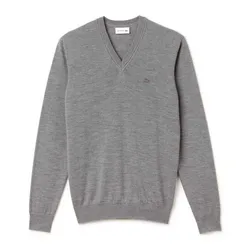 Áo Len Lacoste Men's V-Neck Wool Jersey Sweater AH2987-UWC Màu Xám Size S