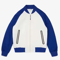 Áo Khoác Lacoste Men’s Quilted Sleeve Bimaterial Teddy Jacket Màu Trắng Phối Xanh Size 50