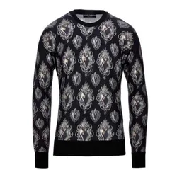 Áo Len Nam Dolce & Gabbana D&G Sweater Black Silk Sacred Heart Pullover Size 46