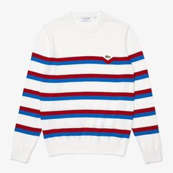 Áo Len Lacoste Men’s Made in France Striped Organic Cotton Sweater AH6788-X32 Size S