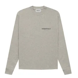 Áo Nỉ Fear Of God Essentials Long Sleeve Tee Dark Heather Oatmeal Màu Xám