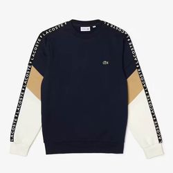 Áo Nỉ Lacoste Men’s Crew Neck Lettered Colorblock Sleeved Fleece Sweatshirt SH6889-ZEL Size S