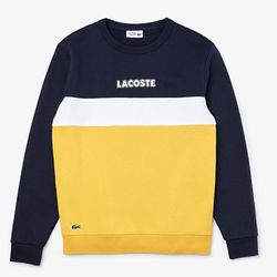Áo Nỉ Lacoste Men's Sport Crew Neck Colorblock Fleece Sweatshirt Phối Màu Navy/Trắng/Vàng Size S