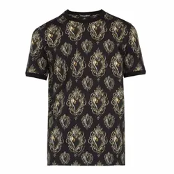 Áo Phông Nam Dolce & Gabbana D&G Sacred Heart Printed Cotton T-Shirt Màu Đen