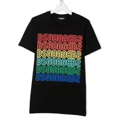 Áo Phông Dsquared2 Kids Logo-Print Short-Sleeve T-Shirt Màu Đen