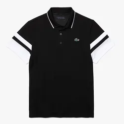 Áo Phông Men’s Lacoste SPORT Striped Sleeves Breathable Piqué Tennis Polo Shirt Màu Đen Size S