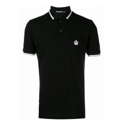 Áo Polo Nam Dolce & Gabbana D&G Men's Black Crown-Embroidered Cotton-piqué Polo Shirt Size 44