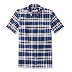Áo Sơ Mi Cộc Tay Lacoste Men's Regular Fit Check Oxford Shirt CH7261-51 Size M