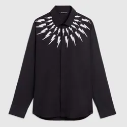 Áo Sơ Mi Neil Barrett Fair-Isle Thunderbolt Shirt Màu Đen