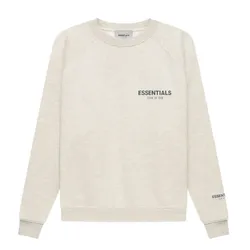 Áo Sweater Fear Of God Essentials Pullover Crewneck Light Heather Oatmeal Màu Xám Nhạt