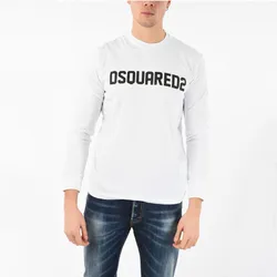 Áo Thun Dài Tay Dsquared2 Printed Surf Fit T-Shirt White Size XS