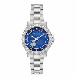 Đồng Hồ Bulova RCrystal Accents Heart Motif Blue Dial Ladies Watch 96L238