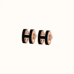 Khuyên Tai Hermès Mini Pop H earrings Màu Đen, Vàng Hồng
