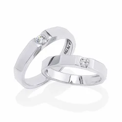 Nhẫn Cưới Phú Quý WD357668 Vàng Trắng