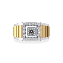 Nhẫn Jemmia Diamond Nam 18K VNM2021122435 Màu Vàng Trắng Đính Kim Cương (Giá Chưa Bao Gồm Đá Chủ)
