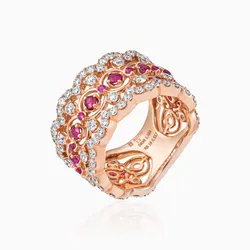 Nhẫn Lộc Phúc Fine Jewelry F1B.DFH0002R Vàng Hồng Đính Kim Cương