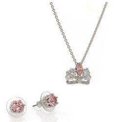 Set Dây Chuyền Khuyên Tai Swarovski Bee A Queen Necklace Pink, Rhodium Plated  5510989
