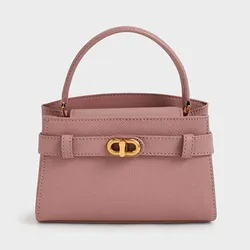 Túi Đeo Chéo Nữ Charles & Keith CNK Aubrielle Metallic Buckle Handle Top 50270880 Màu Hồng Mauve